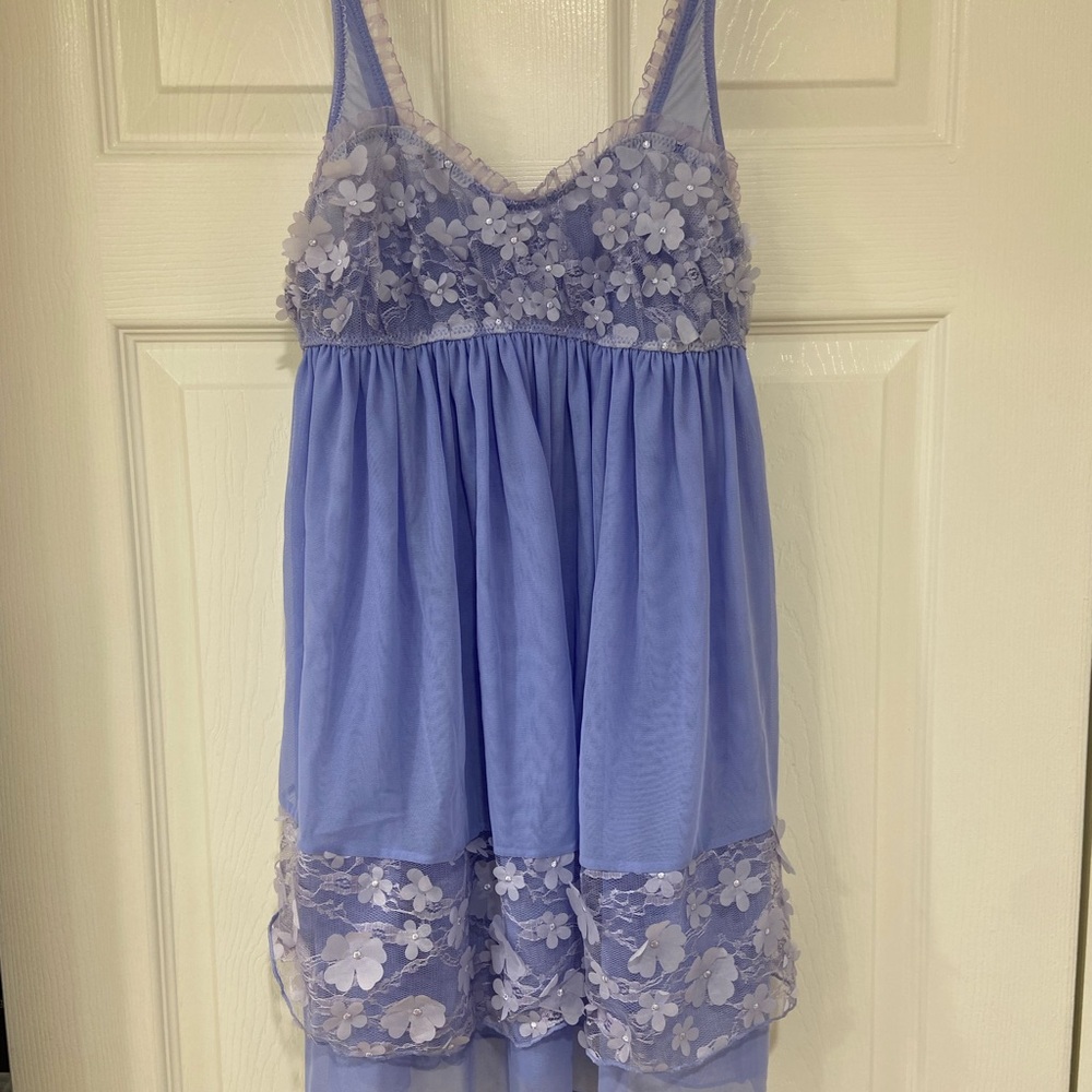 New 2 pc Free People Lavender Chemise Floral Appliqué Dress with Panties - Picture 6 of 13